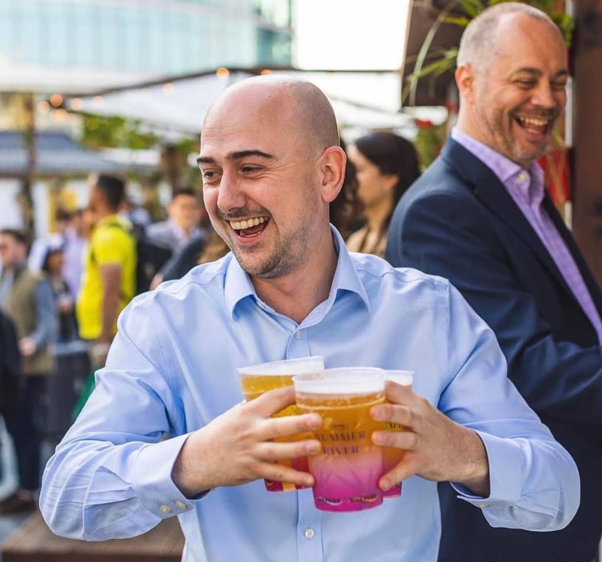 Outdoor party with reusable cups