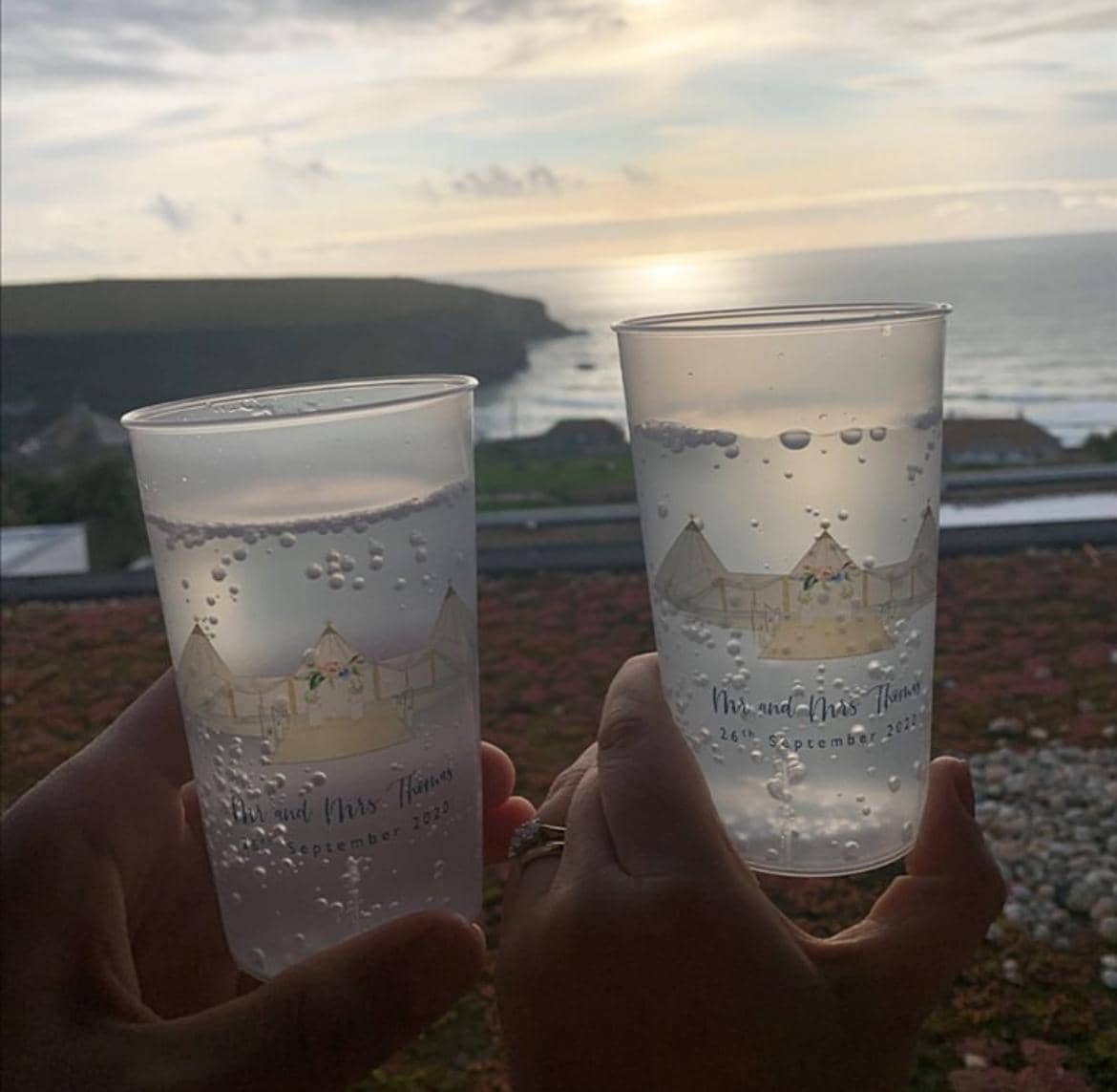 Outdoor summer festival using sustainable glassware