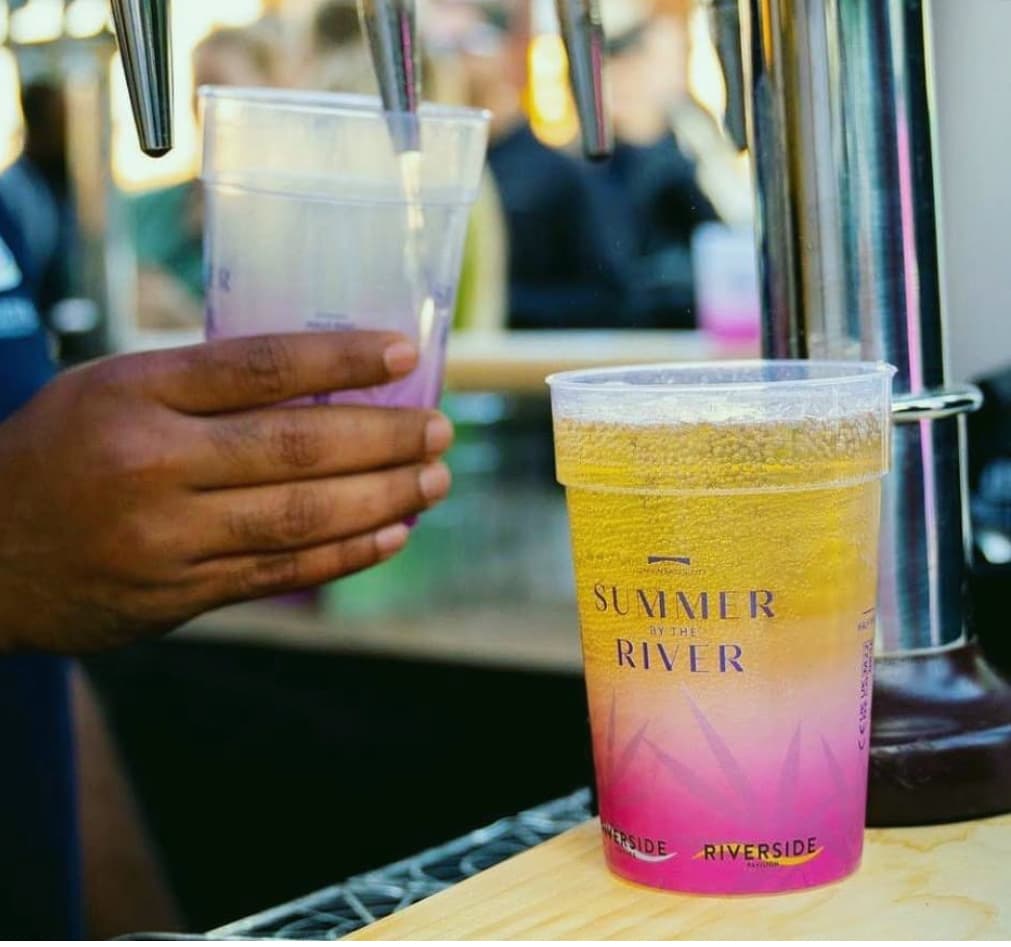 Festival cups in use