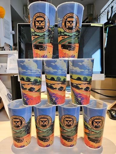 Festival goers with eco cups