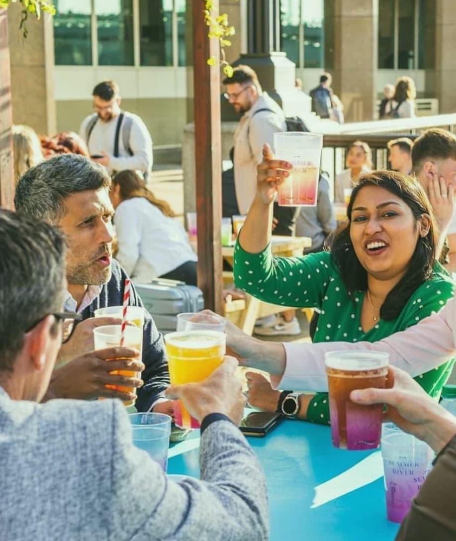 Festival cups in use