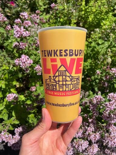 Reusable cups being used at a UK festival