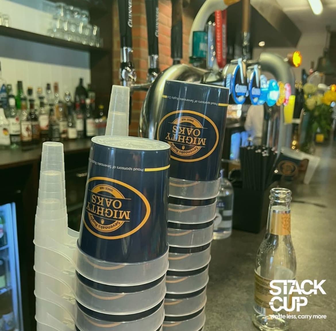 Festival goers with eco cups